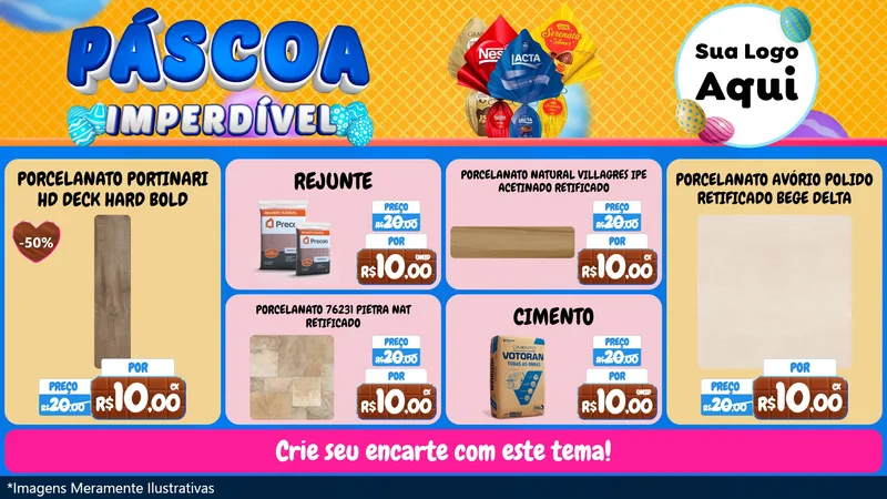 Modelo de TV para TV Horizontal com o tema Páscoa Imperdível para Pisos e revestimentos