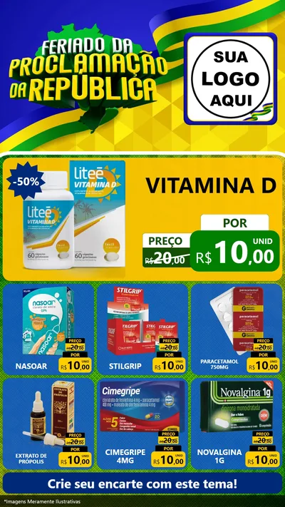 Modelo de Rede Social para Stories com o tema Feriado da Proclamação da República para Farmácia