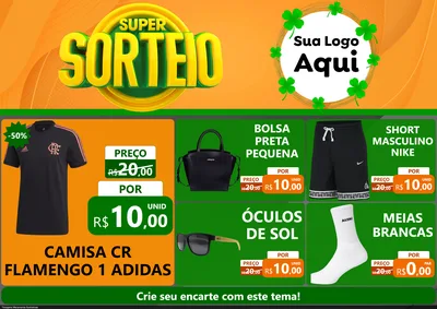 Modelo de Encarte para Encarte A4 Horizontal com o tema Super Sorteio para Roupas e acessórios