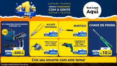 Modelo de TV para TV Horizontal com o tema Um Ano de Aniversário para Maquinas e Ferramentas