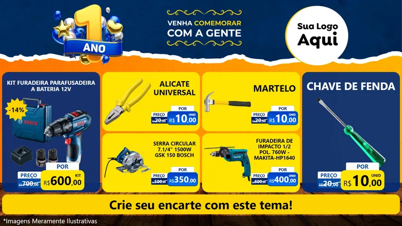 Modelo de TV para TV Horizontal com o tema Um Ano de Aniversário para Maquinas e Ferramentas