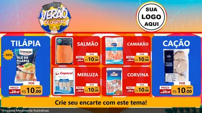 Modelo de TV para TV Horizontal com o tema Verão de Ofertas para Peixaria