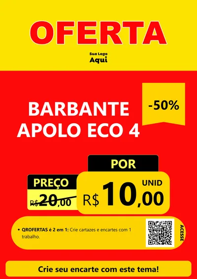 Modelo de Cartaz para Cartaz A4 Vertical com o tema OFERTA - Vermelho Cartaz para Armarinho e Aviamentos