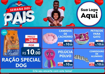Modelo de Encarte para Encarte A4 Horizontal com o tema Semana Dos Pais para Pet Shop