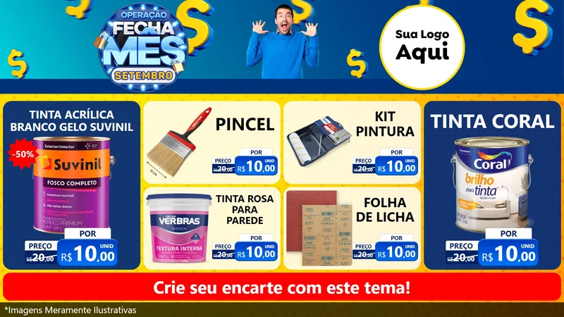Modelo de TV para TV Horizontal com o tema Operação Fecha Mês Setembro para Tintas e Ferramentas