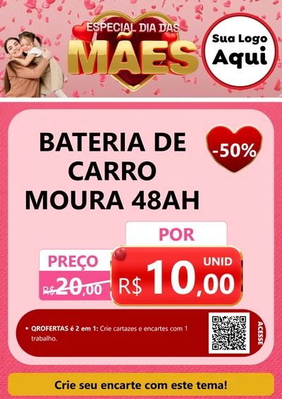 Modelo de Cartaz para Cartaz A4 Vertical com o tema Especial Dia Das Mães para Baterias Elétricas