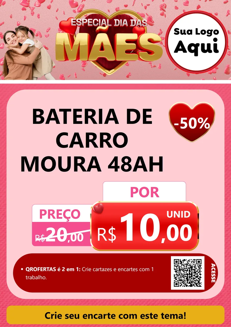 Modelo de Cartaz para Cartaz A4 Vertical com o tema Especial Dia Das Mães para Baterias Elétricas