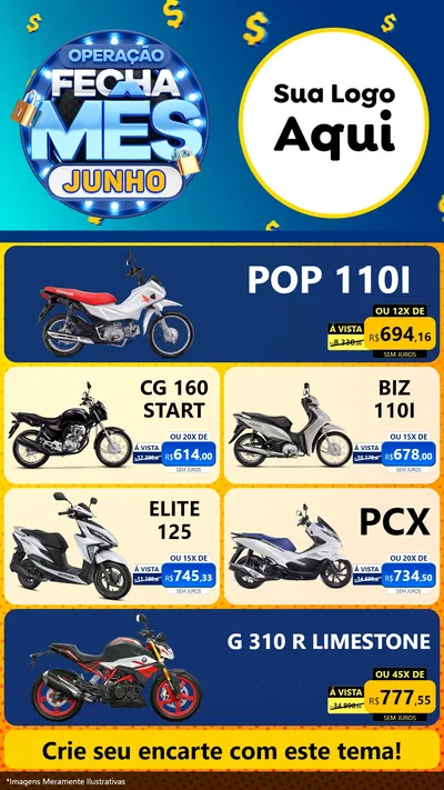 Modelo de TV para TV Vertical com o tema Operação Fecha Mês, Junho para Concessionaria de Motos