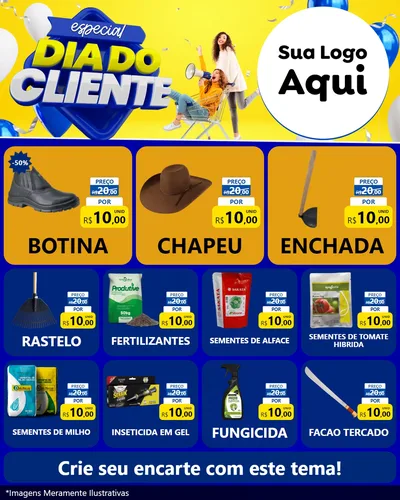 Modelo de Rede Social para Feed Instagram com o tema Especial Dia do Cliente para Agropecuária