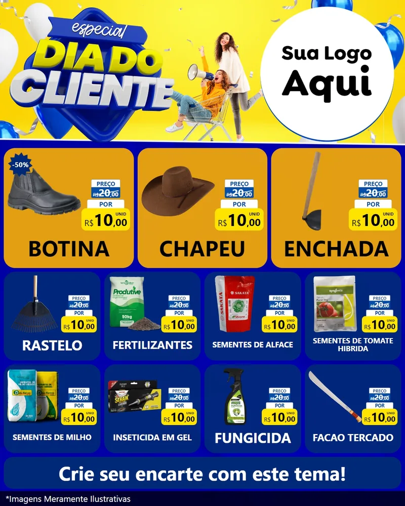 Modelo de Rede Social para Feed Instagram com o tema Especial Dia do Cliente para Agropecuária