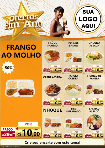 Modelo de Encarte para Encarte A4 Vertical com o tema Ofertas Fim de Ano para Restaurante