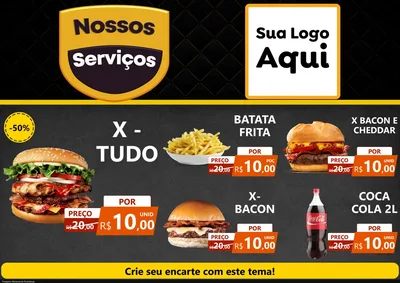 Modelo de Encarte para Encarte A4 Horizontal com o tema Nossos Serviços para Hamburgueria