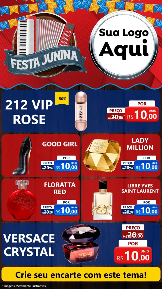 Modelo de TV para TV Vertical com o tema Festa Junina para Perfumes