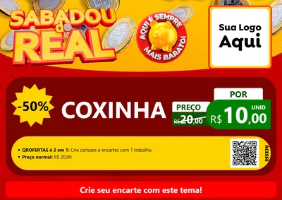 Modelo de Cartaz para Cartaz A4 Horizontal com o tema Sabadou do Real para Salgadaria