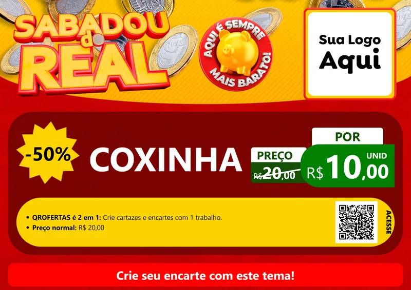 Modelo de Cartaz para Cartaz A4 Horizontal com o tema Sabadou do Real para Salgadaria