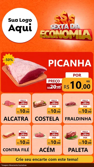 Modelo de Rede Social para Stories com o tema Sexta da Economia para Açougue