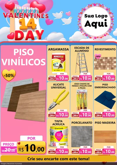 Modelo de Encarte para Encarte A4 Vertical com o tema Valentine's Day para Material para Construção