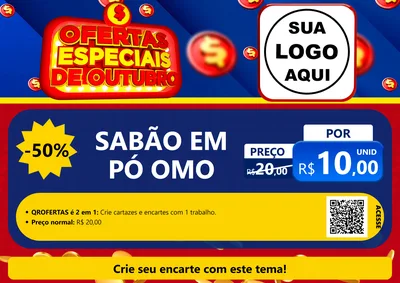 Modelo de Cartaz para Cartaz A4 Horizontal com o tema Ofertas Especiais de Outubro para Produtos de Limpeza