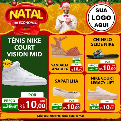 Modelo de Rede Social para Feed Facebook com o tema Natal da Economia para Calçados