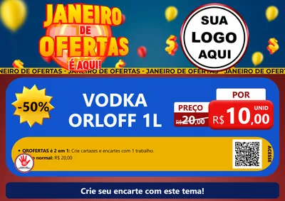 Modelo de Cartaz para Cartaz A4 Horizontal com o tema Janeiro de Ofertas É Aqui! para Distribuidora de bebidas