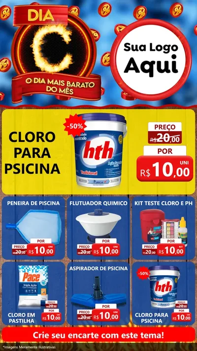 Modelo de Rede Social para Stories com o tema Dia C - O Dia Mais Barato Do Mês para Produtos para Piscina