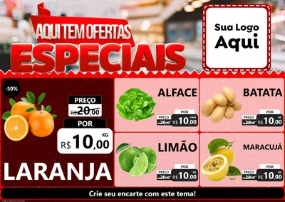 Modelo de Encarte para Encarte A4 Horizontal com o tema Aqui Tem Ofertas Especiais para Hortifrúti