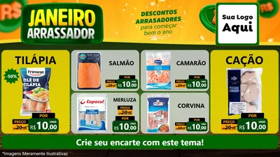 Modelo de TV para TV Horizontal com o tema Janeiro Arrasador para Peixaria