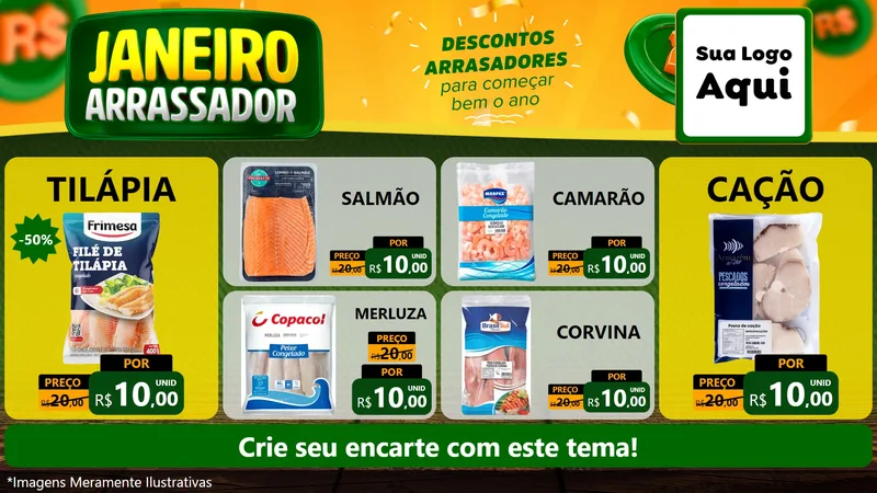 Modelo de TV para TV Horizontal com o tema Janeiro Arrasador para Peixaria