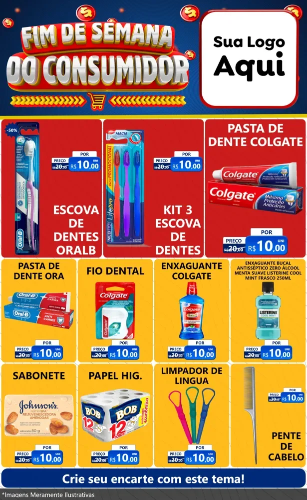 Modelo de Encarte para Encarte Grande com o tema Fim de Semana do Consumidor para Higiene Pessoal