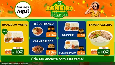 Modelo de TV para TV Horizontal com o tema Janeiro - Economia Garantida para Restaurante