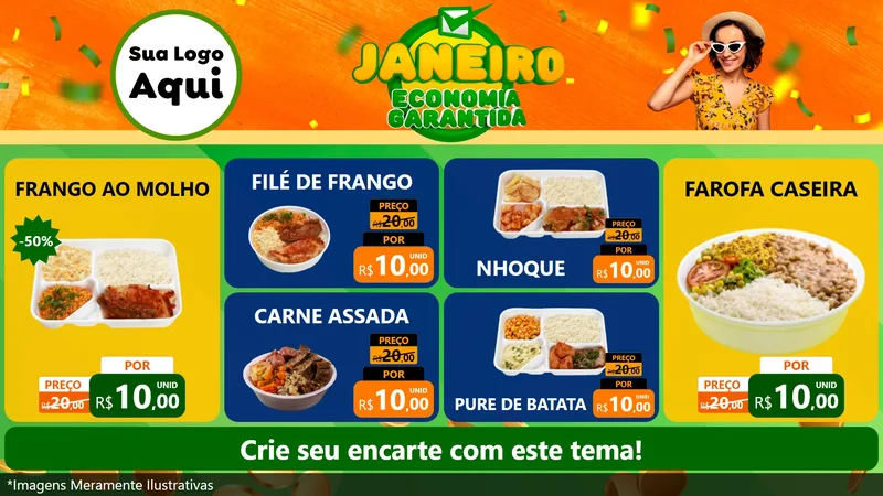 Modelo de TV para TV Horizontal com o tema Janeiro - Economia Garantida para Restaurante