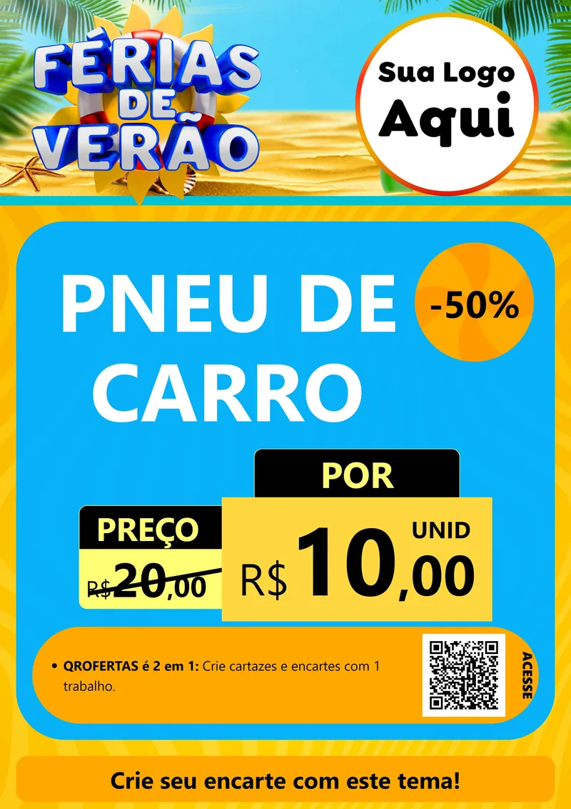 Modelo de Cartaz para Cartaz A4 Vertical com o tema Férias de Verão para Auto peças
