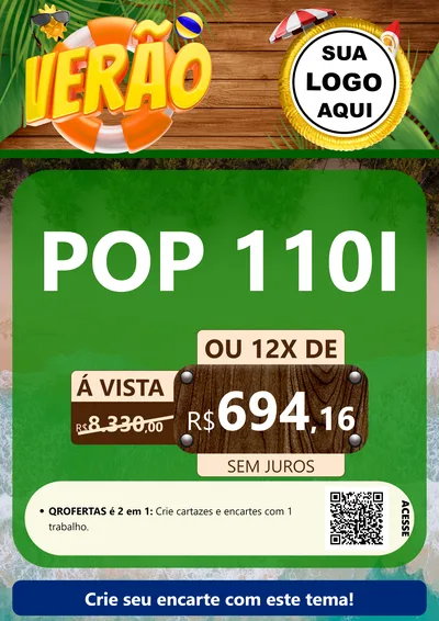 Modelo de Cartaz para Cartaz A4 Vertical com o tema Verão para Concessionaria de Motos