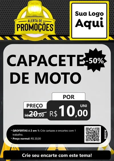 Modelo de Cartaz para Cartaz A4 Vertical com o tema Alerta de Promoções para Moto peças
