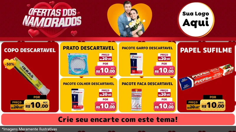Modelo de TV para TV Horizontal com o tema Ofertas Dos Namorados para Embalagens