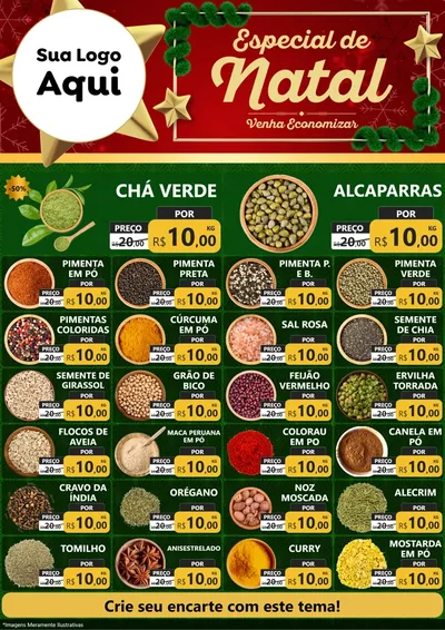 Modelo de Encarte para Encarte A4 Vertical com o tema Especial de Natal para Produtos Naturais
