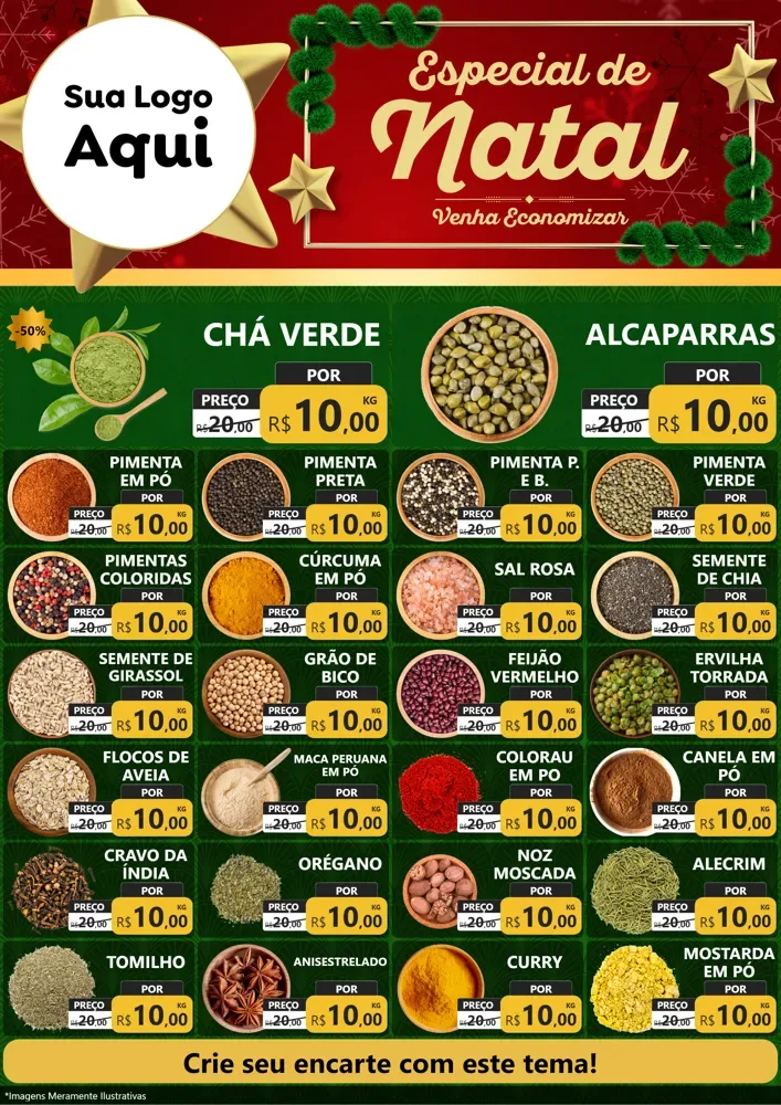 Modelo de Encarte para Encarte A4 Vertical com o tema Especial de Natal para Produtos Naturais