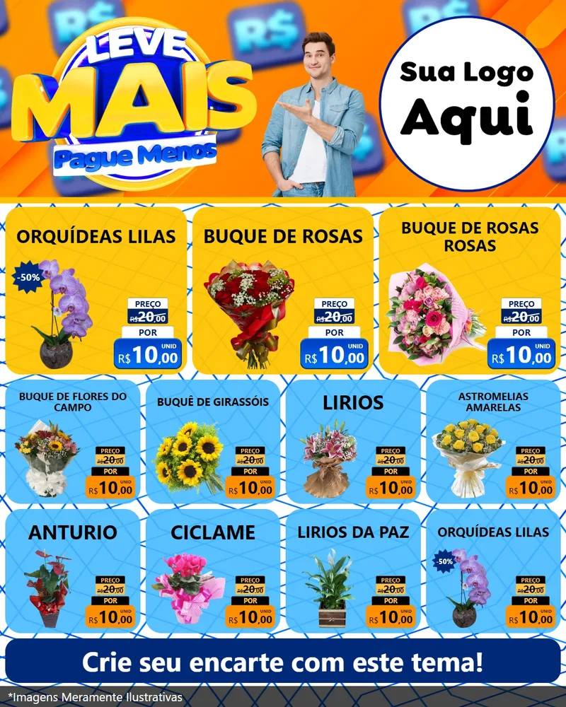 Modelo de Rede Social para Feed Instagram com o tema Leve Mais, Pague Menos para Floricultura e jardim