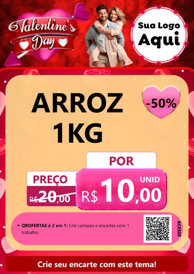 Modelo de Cartaz para Cartaz A4 Vertical com o tema Valentine's Day para Supermercado