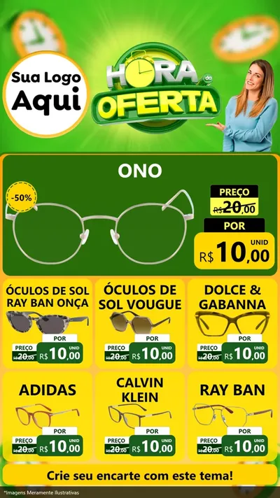Modelo de Rede Social para Stories com o tema Hora da Oferta para Óticas