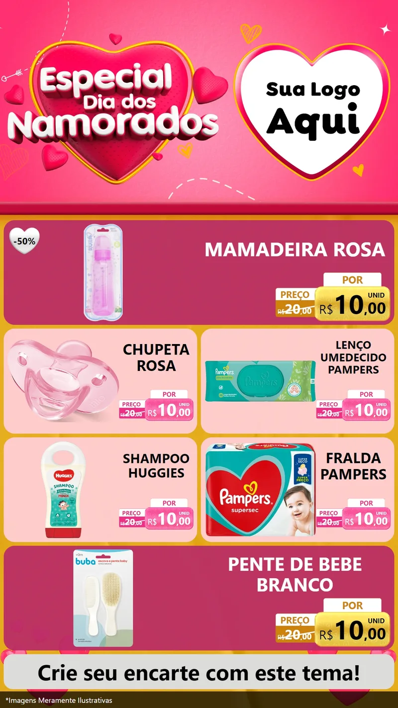 Modelo de TV para TV Vertical com o tema Especial Dia dos Namorados para Bebês
