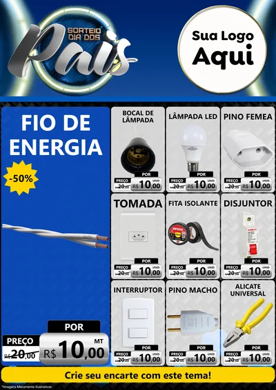 Modelo de Encarte para Encarte A4 Vertical com o tema Sorteio Dia Dos Pais para Materiais Elétricos