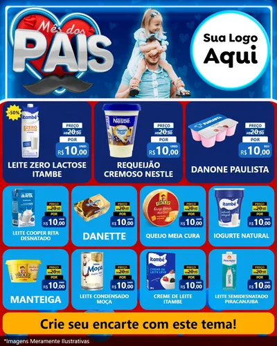 Modelo de Rede Social para Feed Instagram com o tema Mês Dos Pais para Frios e Laticínios