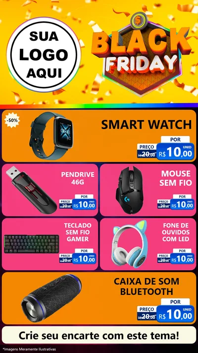 Modelo de TV para TV Vertical com o tema Black Friday para Informática