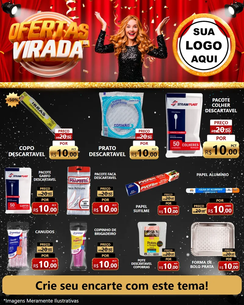 Modelo de Rede Social para Feed Instagram com o tema Ofertas da Virada para Embalagens