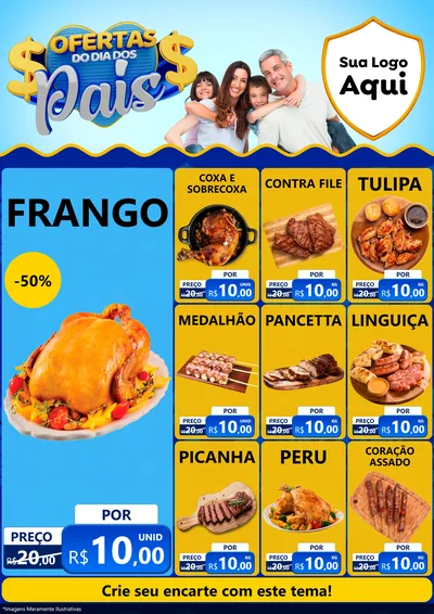 Modelo de Encarte para Encarte A4 Vertical com o tema Ofertas do Dia dos Pais para Assados