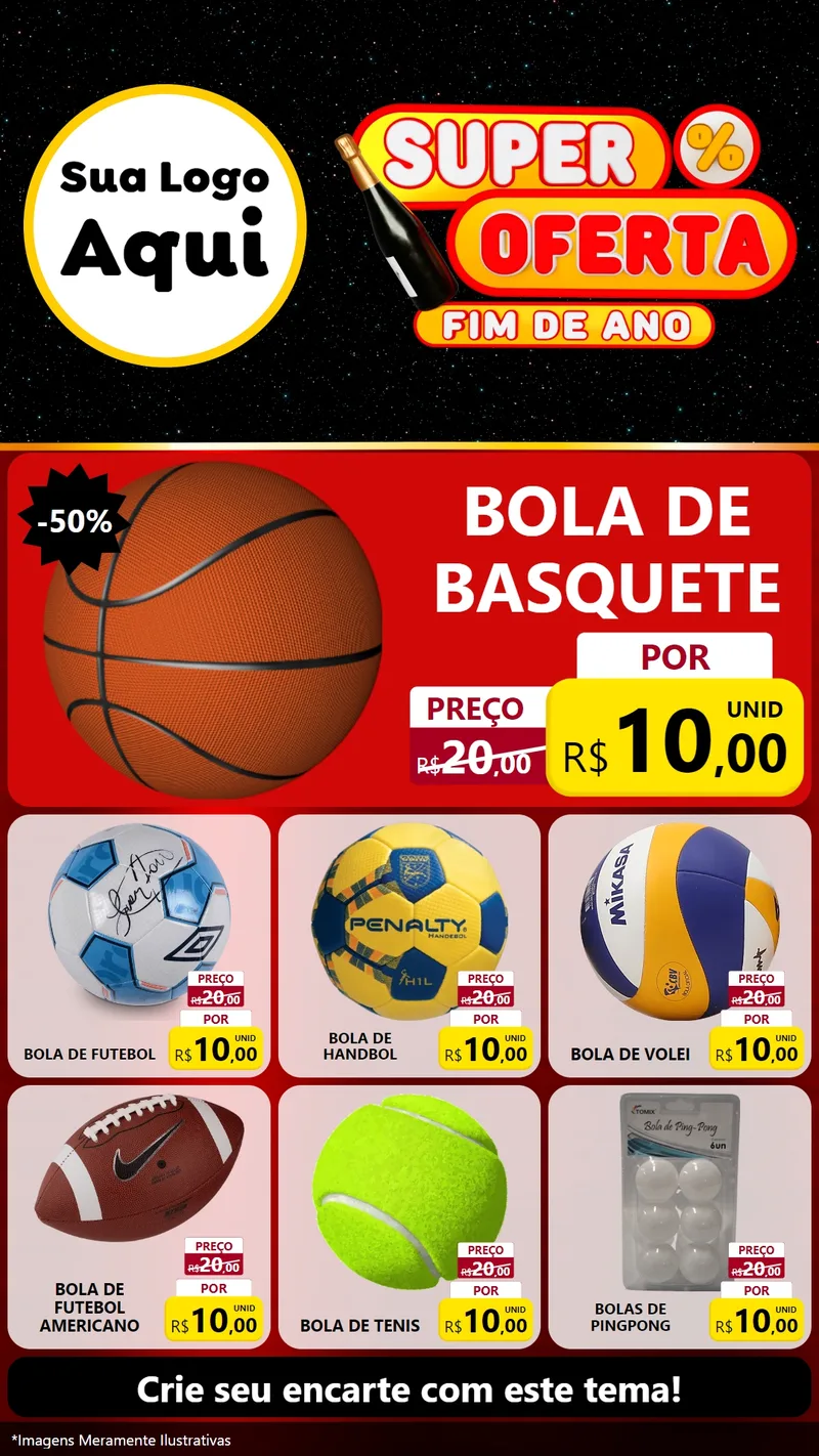 Modelo de Rede Social para Stories com o tema Super Oferta Fim de Ano para Artigos Esportivos