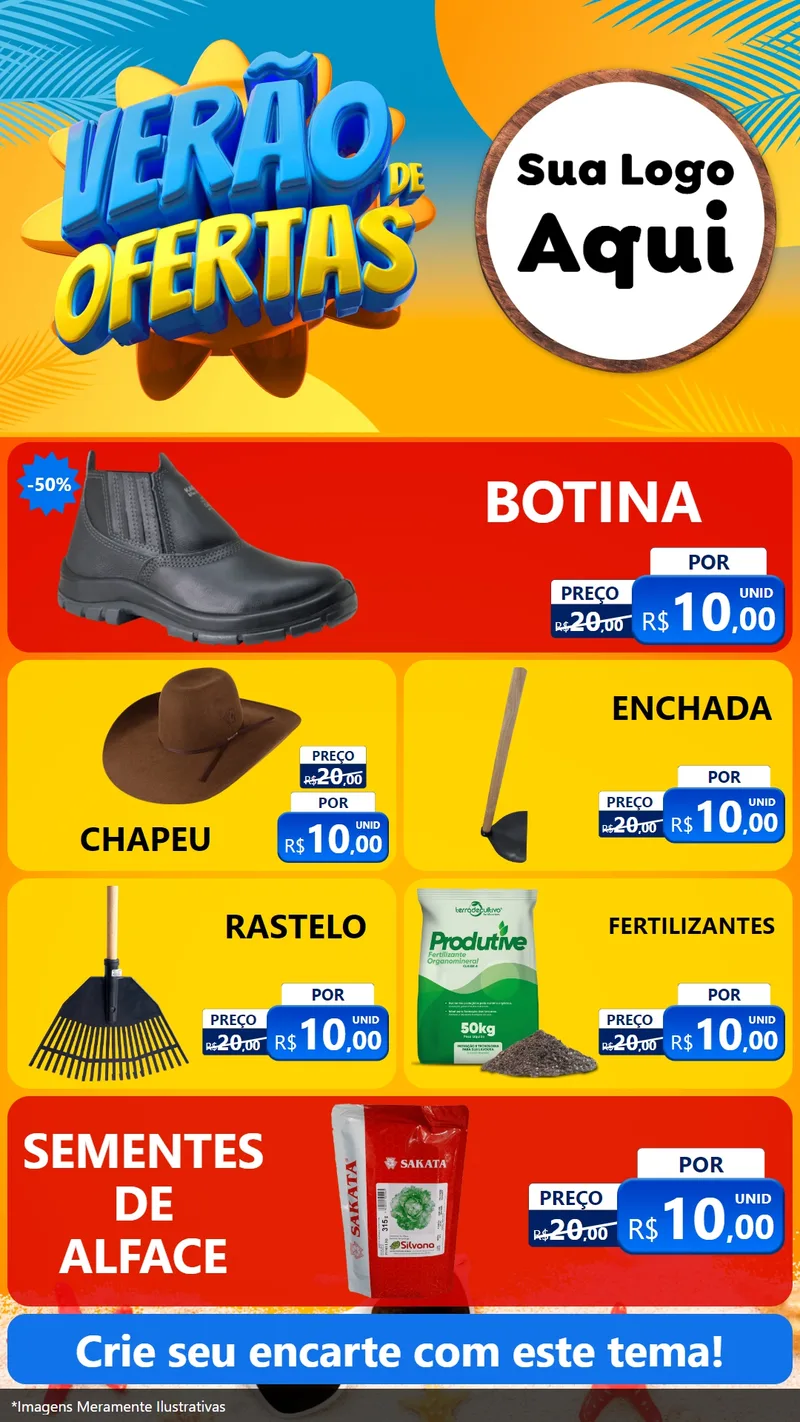 Modelo de TV para TV Vertical com o tema Verão de Ofertas para Agropecuária