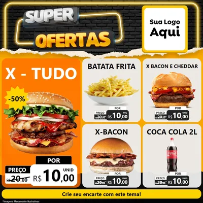 Modelo de Rede Social para Feed Facebook com o tema Super Ofertas para Hamburgueria