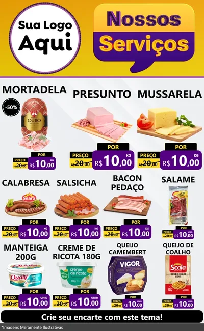 Modelo de Encarte para Encarte Grande com o tema Nossos Serviços para Frios e Laticínios